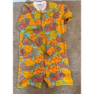 Chubbies Pineapple Print Loungewear SZ L One Piece Romper Tropical Pocket